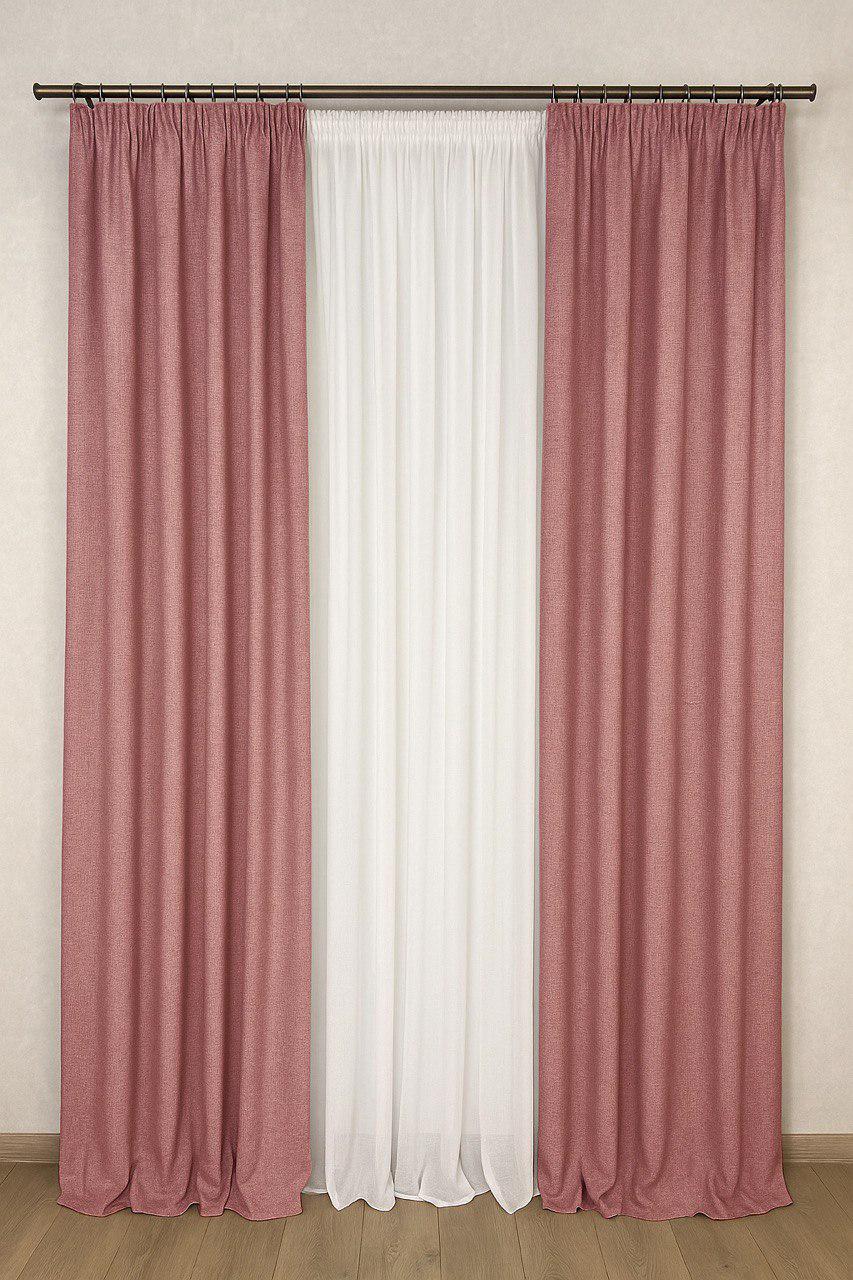 Комплект штор Льон-Рогожка 2 шт. 150x280 см Рожевий - фото 1