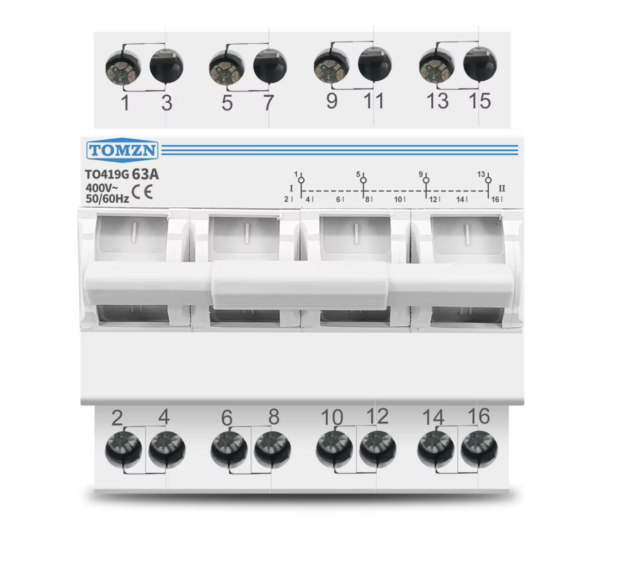 Переключатель ввода резерва TOMZN 4P 3 фазы ручной MTS с механической блокировкой 63A (33297757)