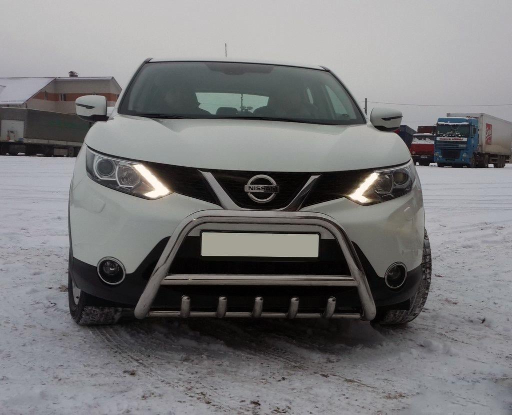 Кенгурятник WT003 CAN для Nissan Qashqai 2014-2021 гг. нержавеющая сталь Хром