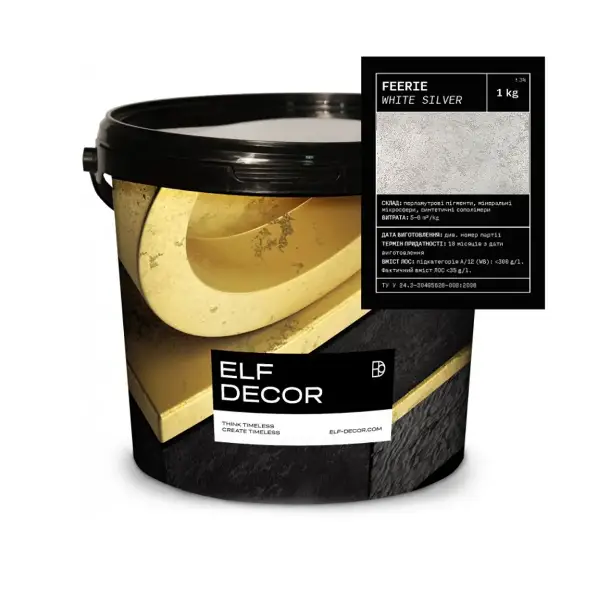 Штукатурка декоративна Elf DECOR Feerie 1 кг White Silver (28265277)