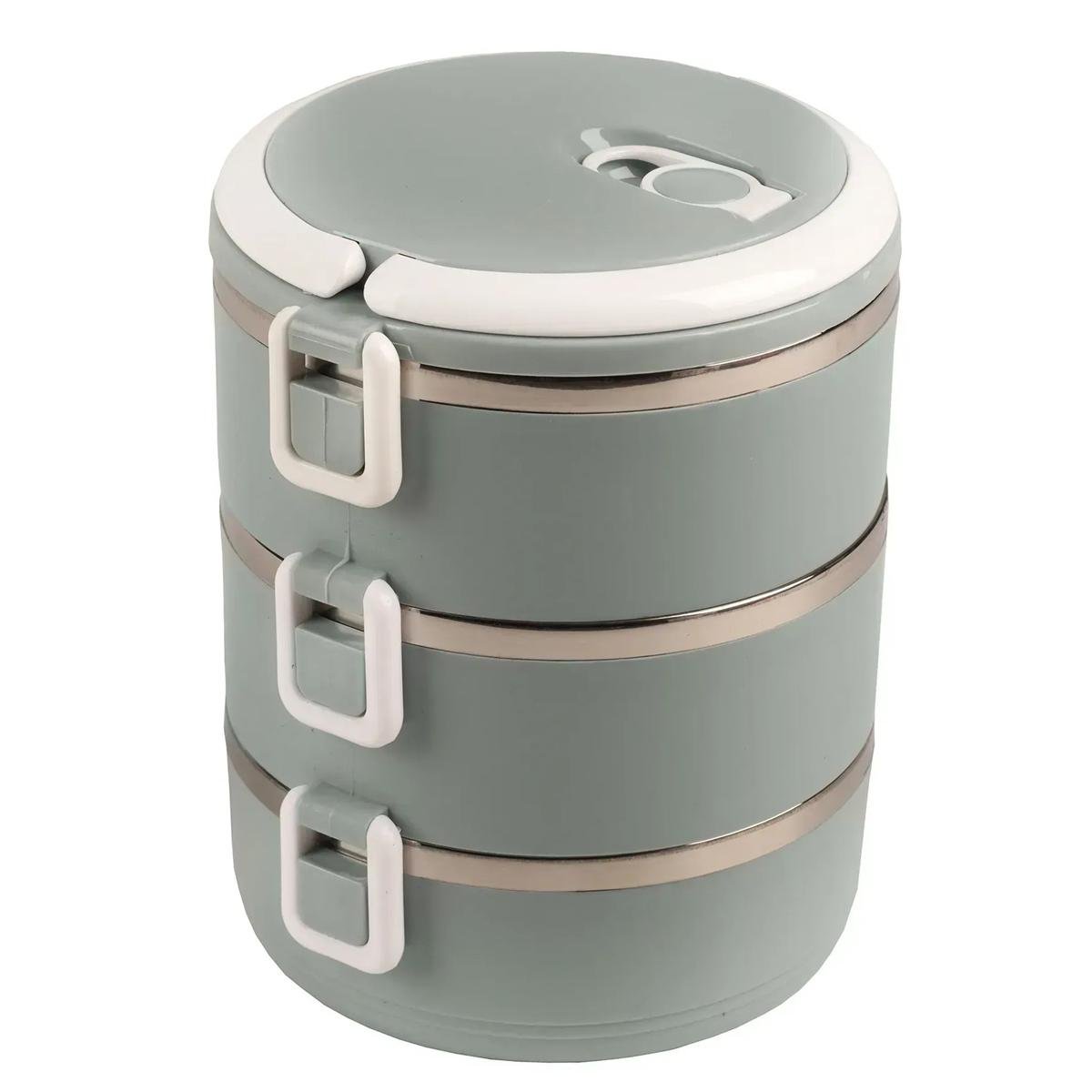 Ланч бокс трисекційний круглий 1500 мл Сіро-блакитний (1009891-Other-3)