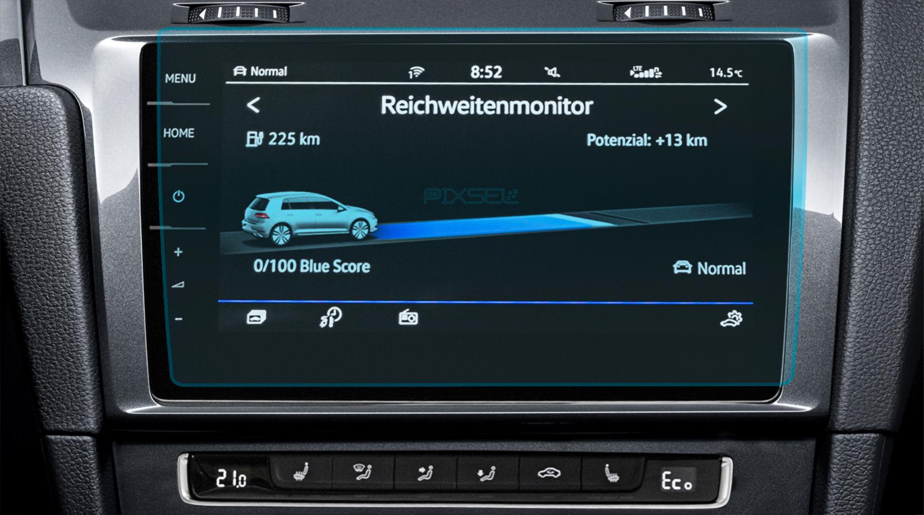 Защитное стекло Pixsel гибридное матовое на монитор Volkswagen E-GOLF 11,4" 2017-2020