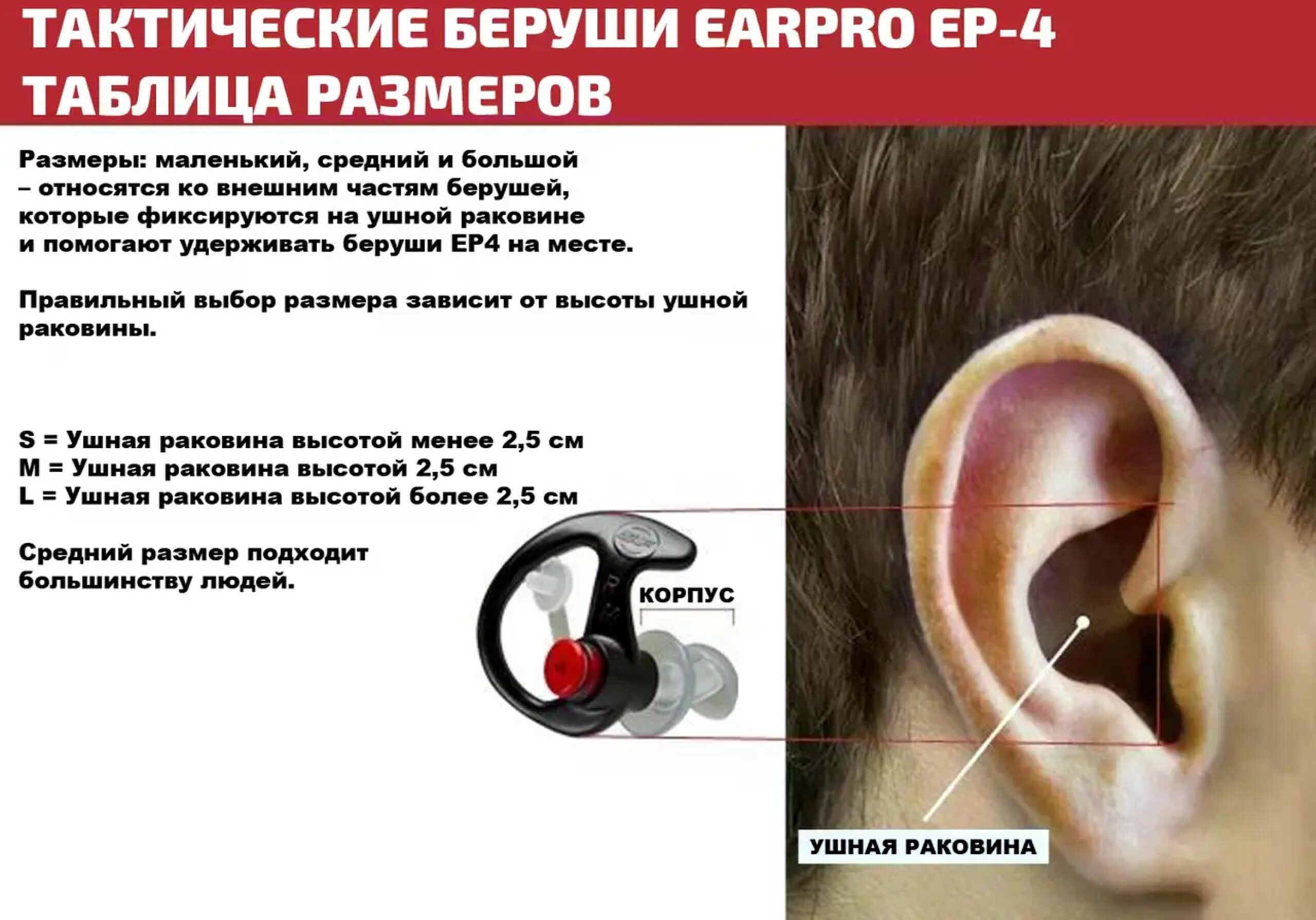 Беруши военные SureFire EP4 Sonic Defenders Plus Medium Черный (SFEP4-BK-LPR) - фото 5