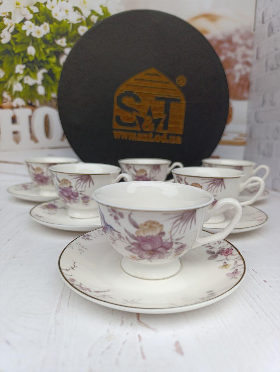 Кофейный сервиз SNT Саргаз фарфор 80 мл 12 предметов 6 персон (1451-00)