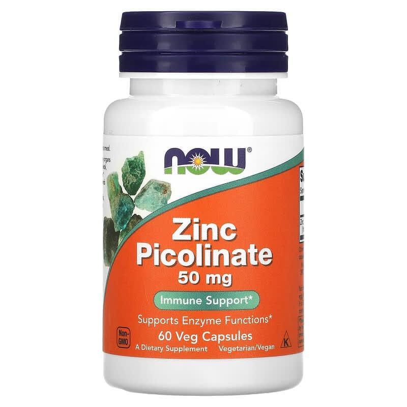 Цинк пиколинат Now Foods Zinc Picolinate 50 мг поддержка иммунитета 60 растительных капс.