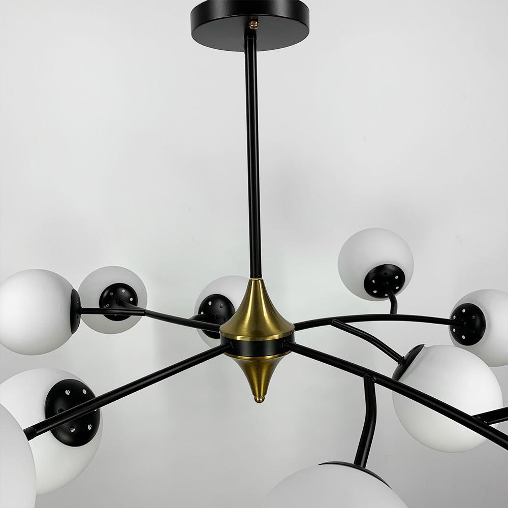 Люстра із поворотними гілочками на 12 білих плафонів Чорний (K 21/12 BK+WT new) - фото 5 Люстра із поворотними гілочками на 12 білих плафонів Чорний (K 21/12 BK+WT new) - фото 5