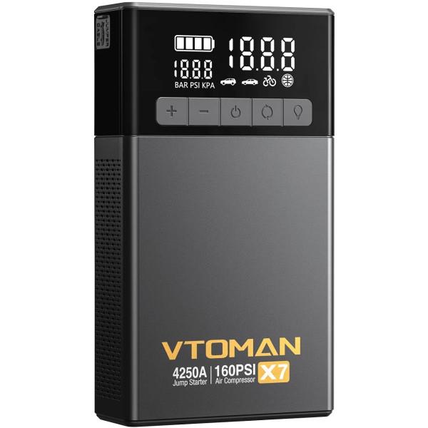 Пусковое устройство с компрессором VTOMAN X7 4250A 160PSI 24000 mAh USB QC 3.0 DC15V/10A Black (X7_VTOMAN)