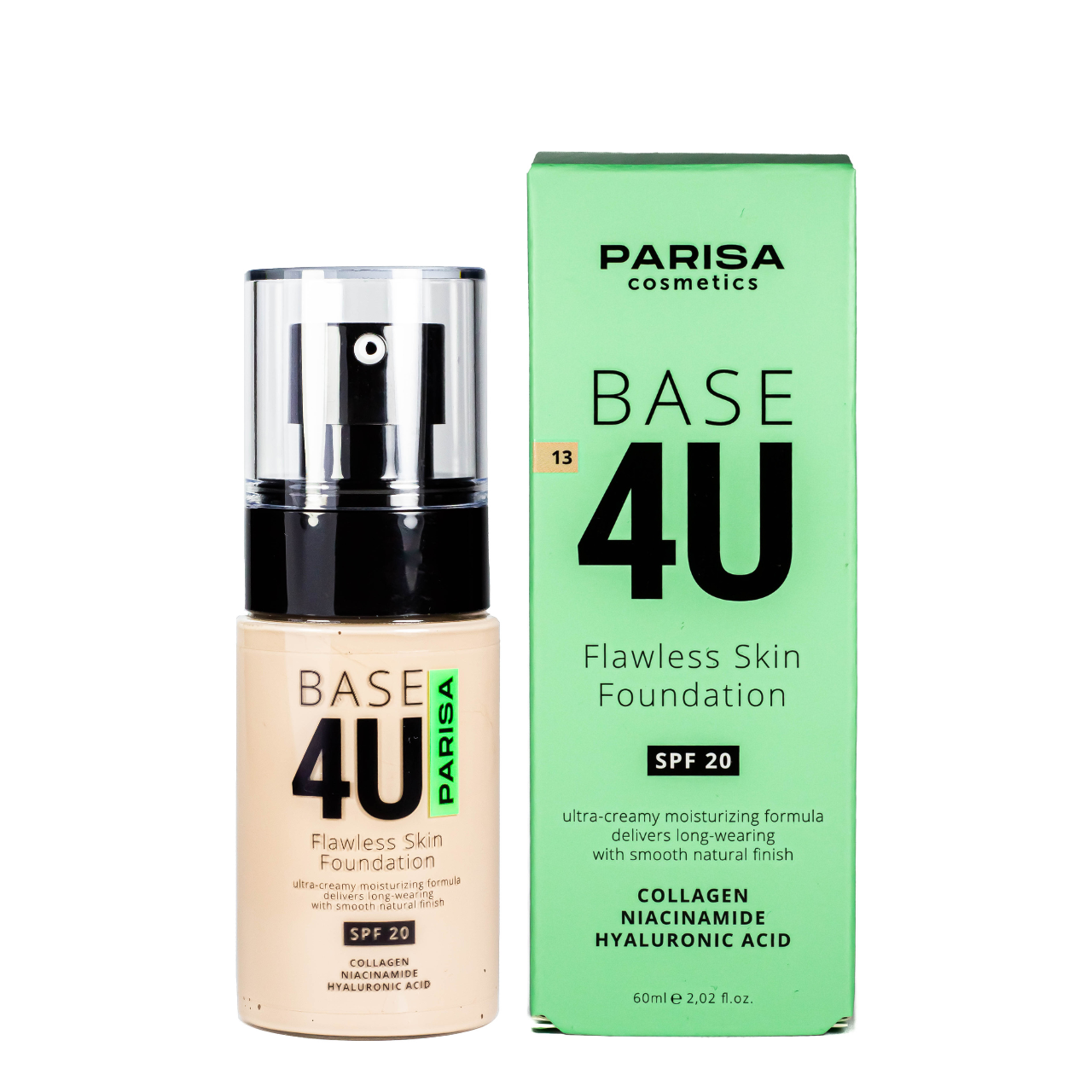Тональний крем для обличчя Parisa Cosmetics Base4U №13 Light Beige