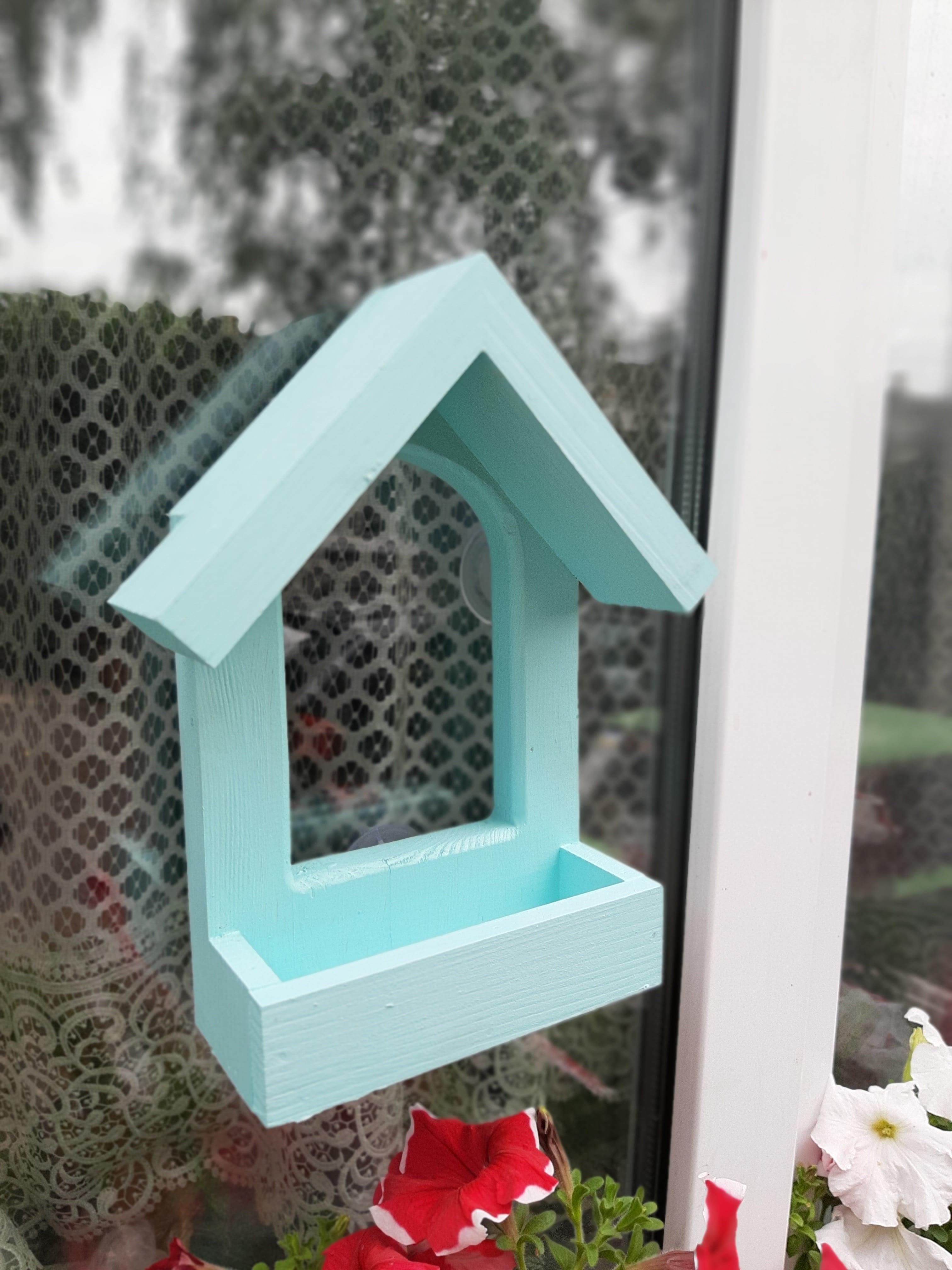 Кормушка для птиц на окно House_for_birds Балкон голубой