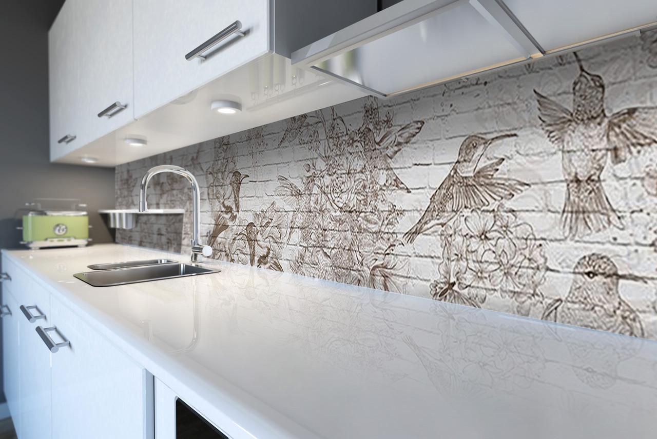 Кухонный фартук Колибри из самоклеящейся виниловой пленки 60х300 см Серый