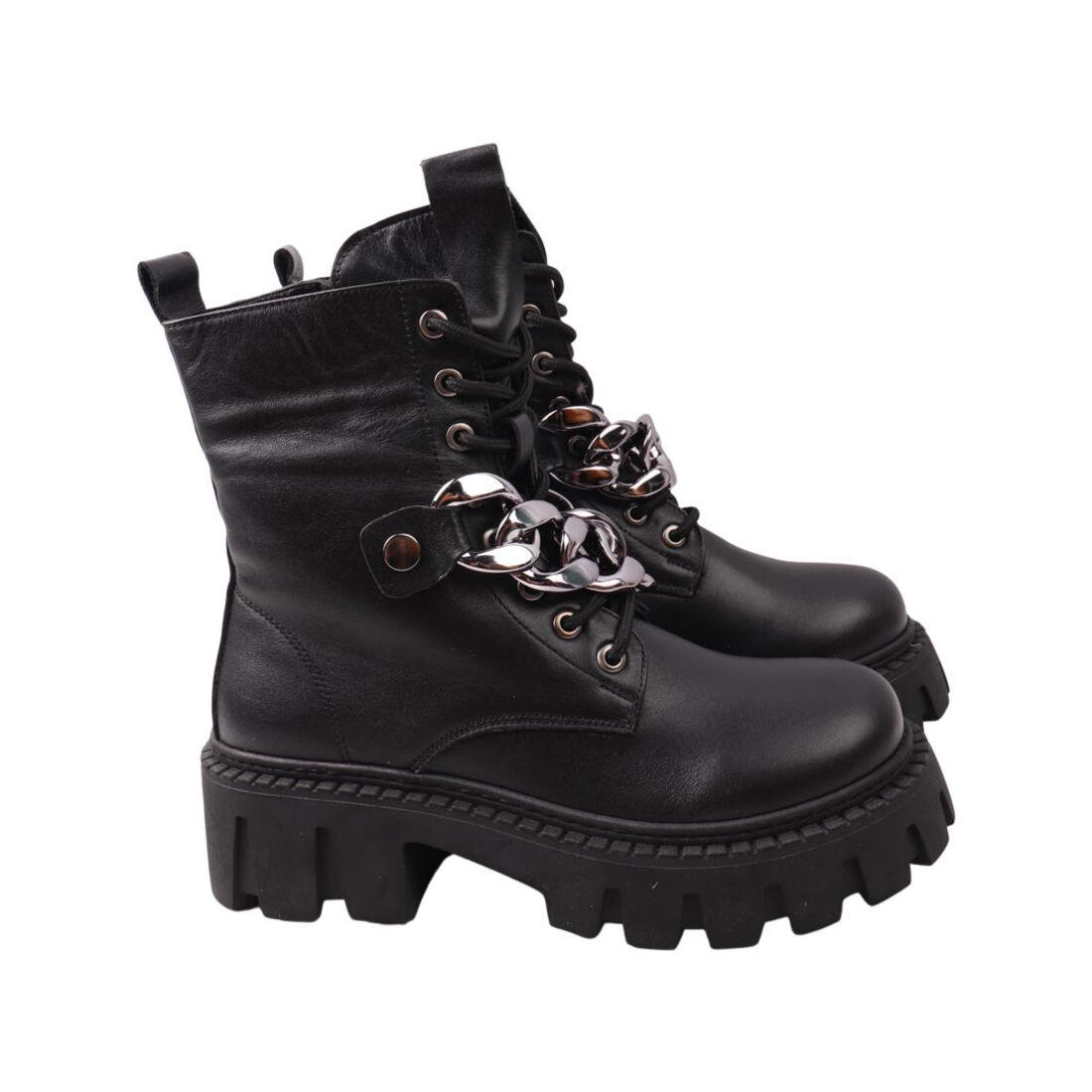 Ботинки женские Aquamarin из кожи р. 38 Черный (2037-22ZHC)