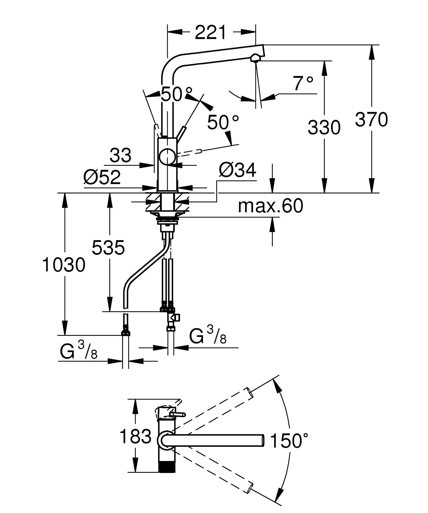 Смеситель для кухни Grohe Blue Pure Minta 30588000 на две воды Хром (160709) - фото 2