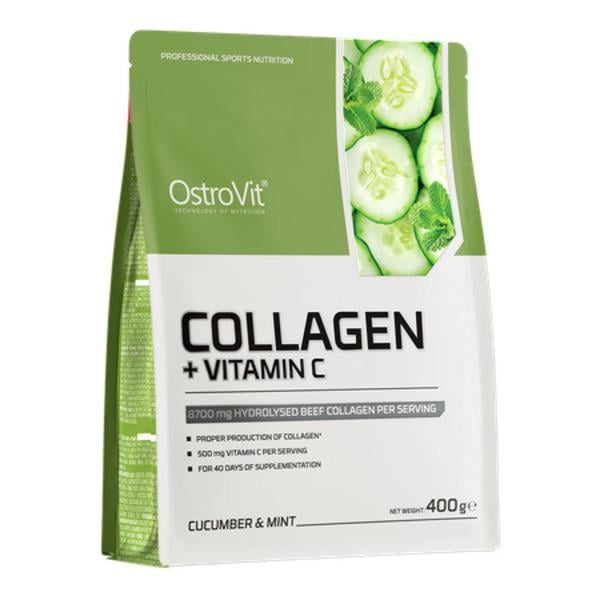Добавка для суставов и связок Ostrovit Collagen + Vitamin C 400 г Огурец/Мята