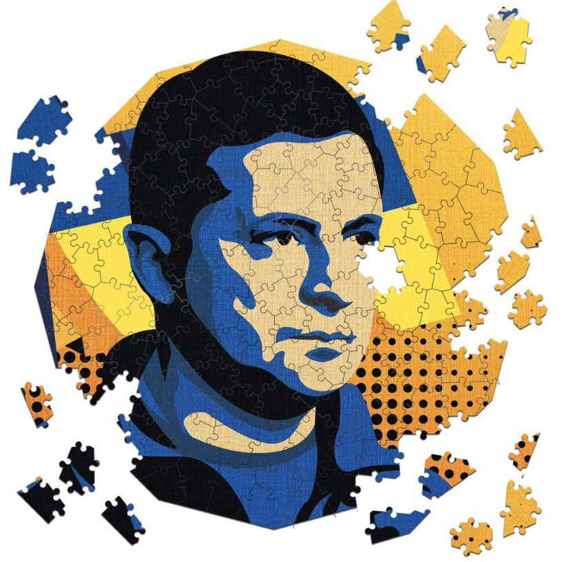 Пазл дерев'яний фігурний TheGravix Україна Зеленський 630 деталей 57x57 cм