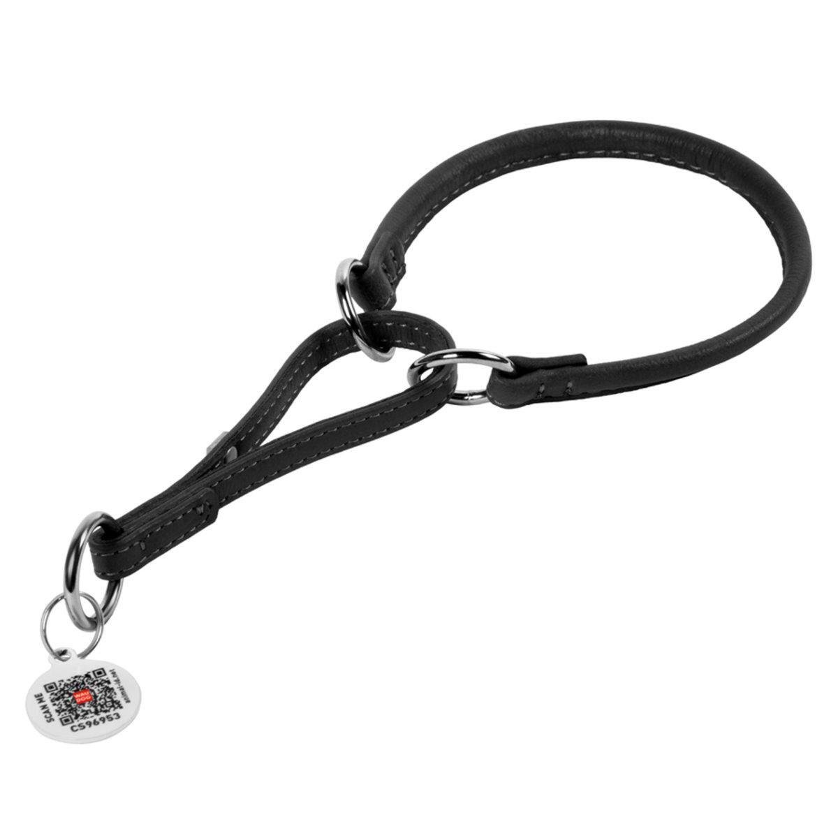 Ошейник-удавка для собак кожаная Waudog Soft с QR паспортом круглый 10 мм х 41-50 см Черный (75311 Col)