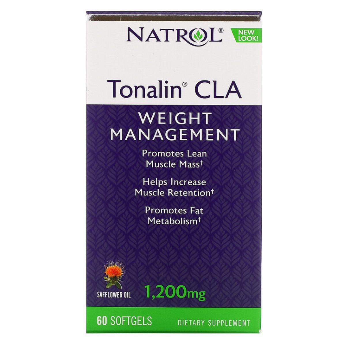 Кислота линолева Natrol КЛК Tonalin CLA 200 мг 60 гелевих капс. (5444)