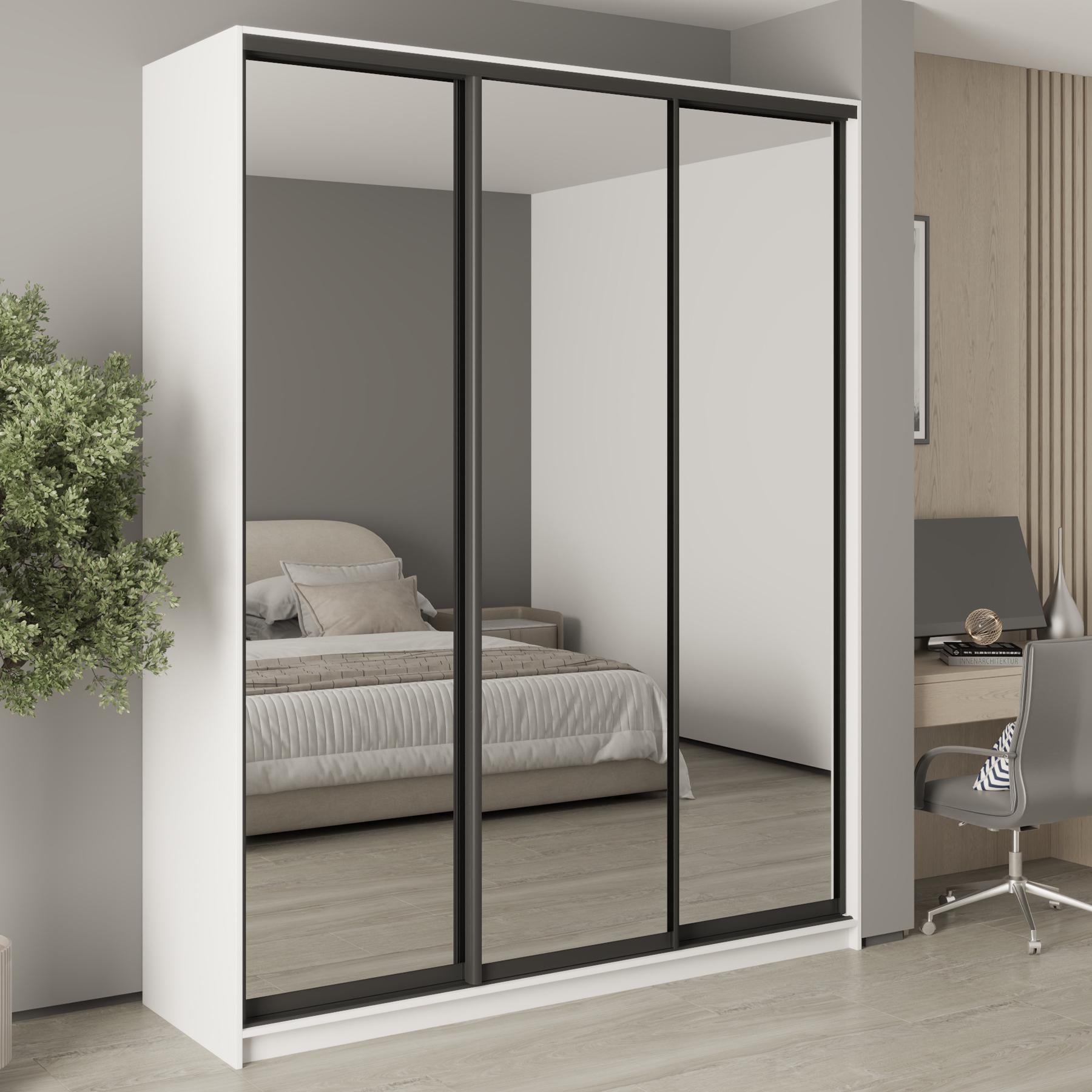 Шкаф-купе трехдверный MebelStar Комбо BG 3 зеркала 190x60x240 см Аляска белый (MBS-9779)