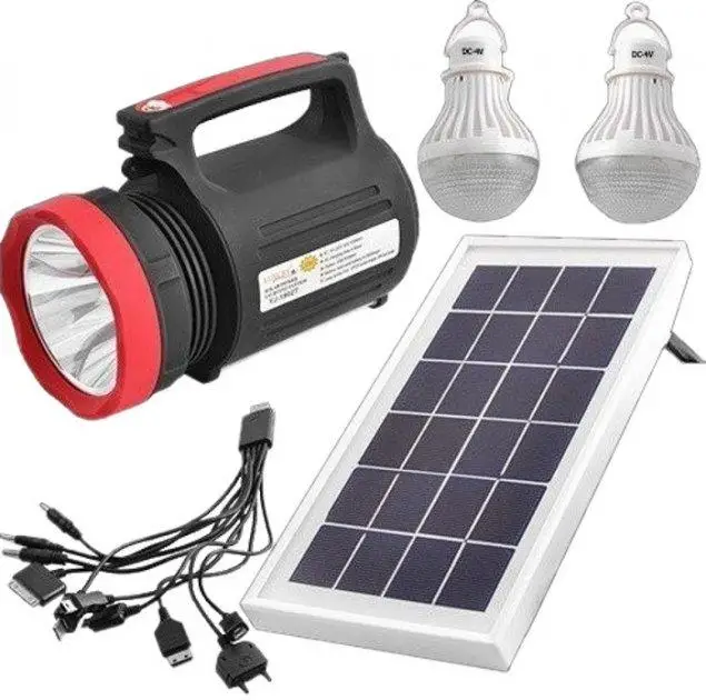 Фонарь-прожектор переносной Solar Led Gold Silver с солнечной панелью и 2-мя светодиодными лампочками