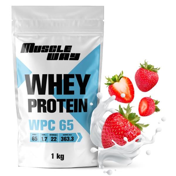 Протеин сывороточный MuscleWay КСБ 65% 1 кг на 22 порции Клубника (21-125-ksb65-mw-rs.k)