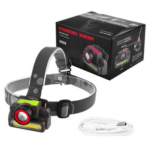 Ліхтар на чоло 8808/6908-XPE/COB ЗП micro USB вбудований акумулятор