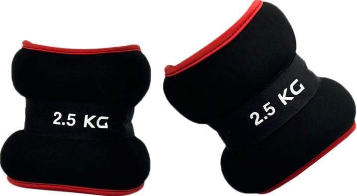 Утяжелители EasyFit для ног и рук 2 шт. 2,5 кг Черный с красным (EF-1025-R)