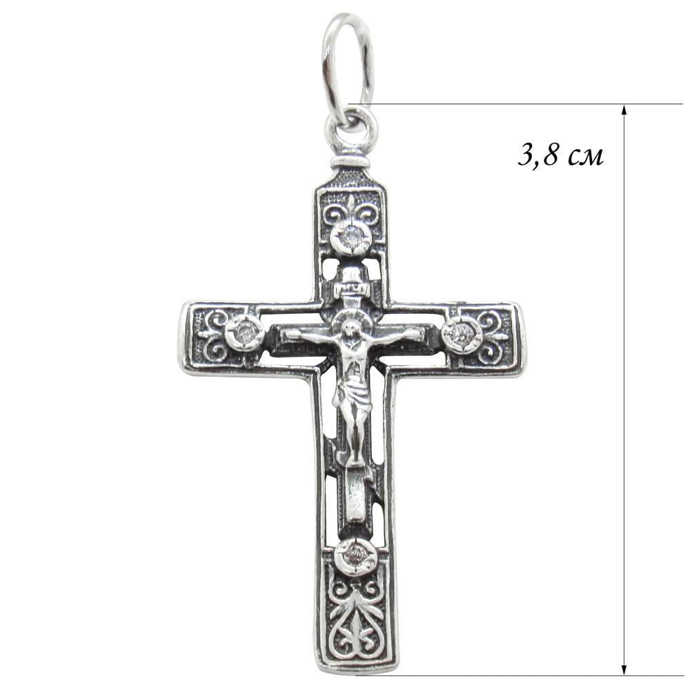 Срібний християнський підвіс з фіанітами Хрестик 16 (1137381231) - фото 2