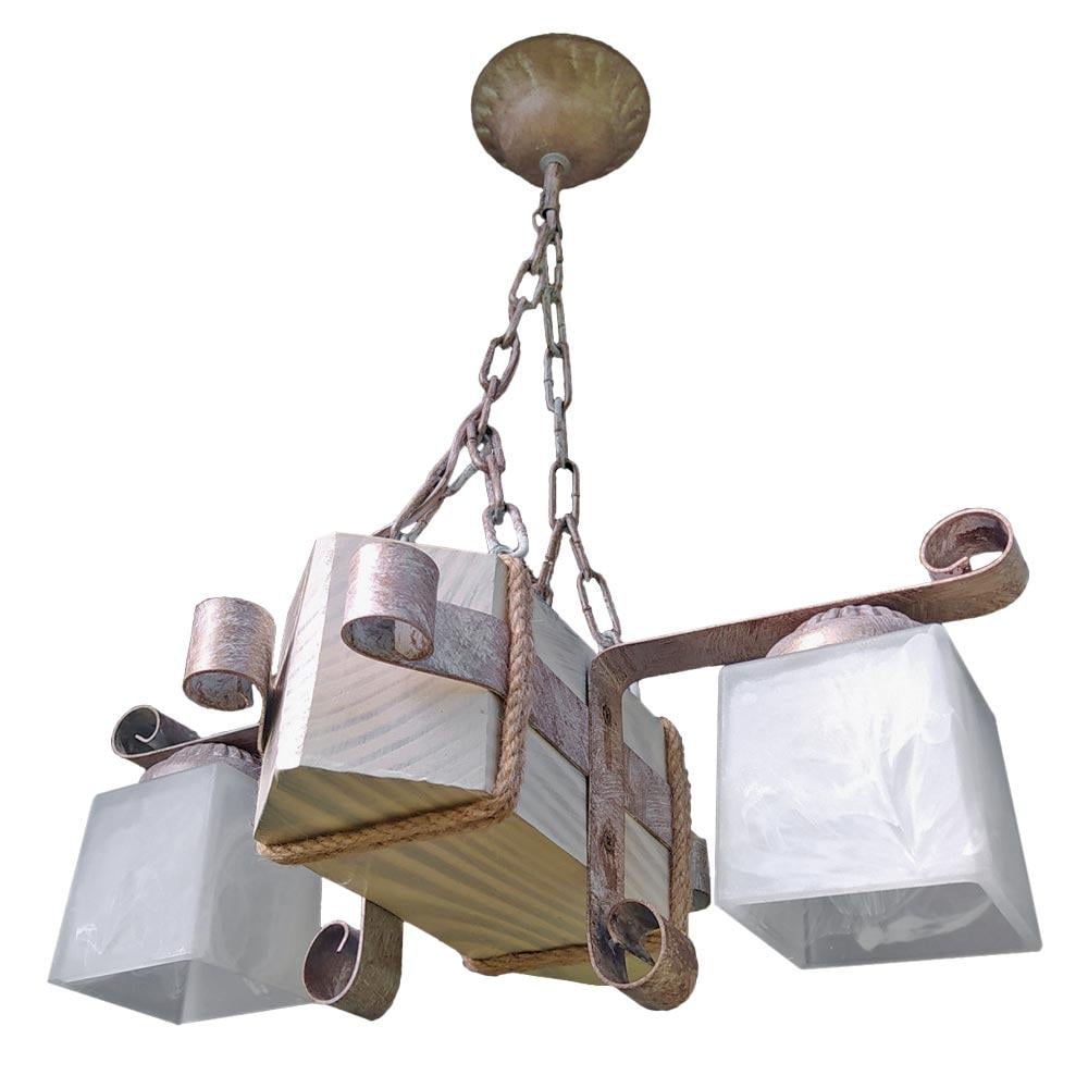 Люстра подвесная деревянная Lighthouse LPR-20104/2P Белый/Коричневый (112229)