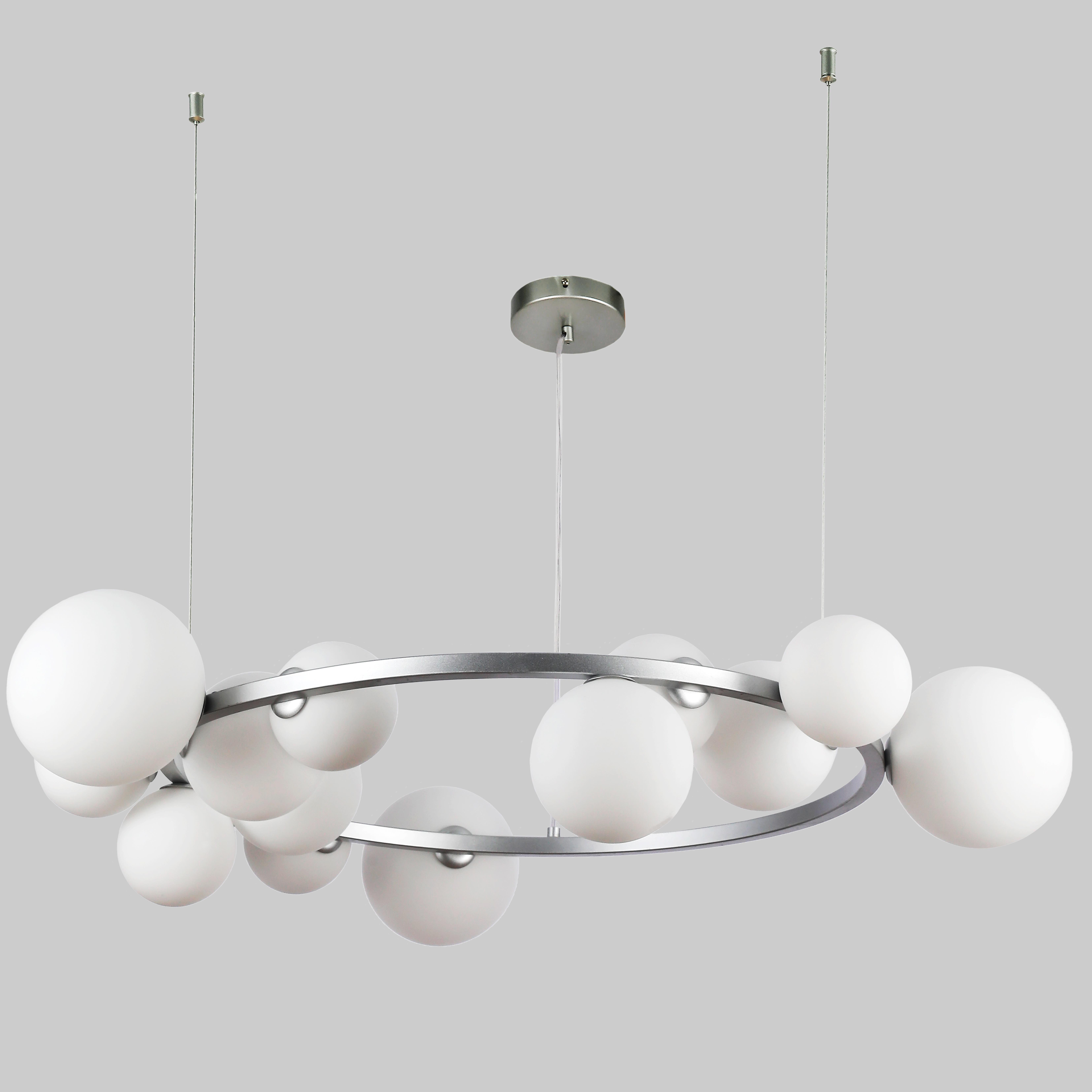 Люстра з куль на 15 ламп Bubbles 80 см Сірий (918-LP267-15 SGCH+WH)