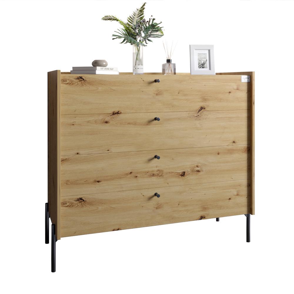 Комод с 4 ящиками Lion Wood с черными ножками 100х90х45 см Дуб Артизан (000-000-1945) - фото 2 Комод с 4 ящиками Lion Wood с черными ножками 100х90х45 см Дуб Артизан (000-000-1945) - фото 2