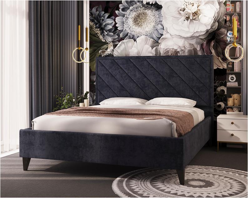 Кровать-подиум двуспальная ChicagoNew Design Standart Wood на ножках 180х190 см Темно-серый