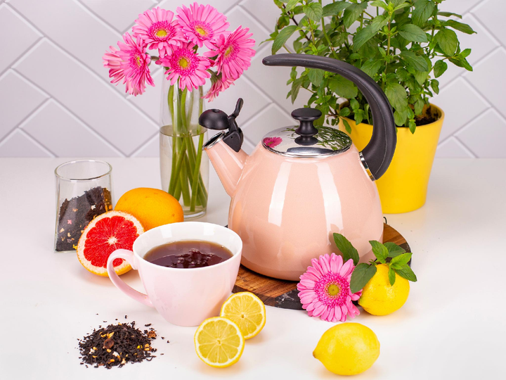 Чайник со свистком Kamille KM-1040В из эмалированной стали 2,5 л Розовый (150-84-1040В) - фото 6