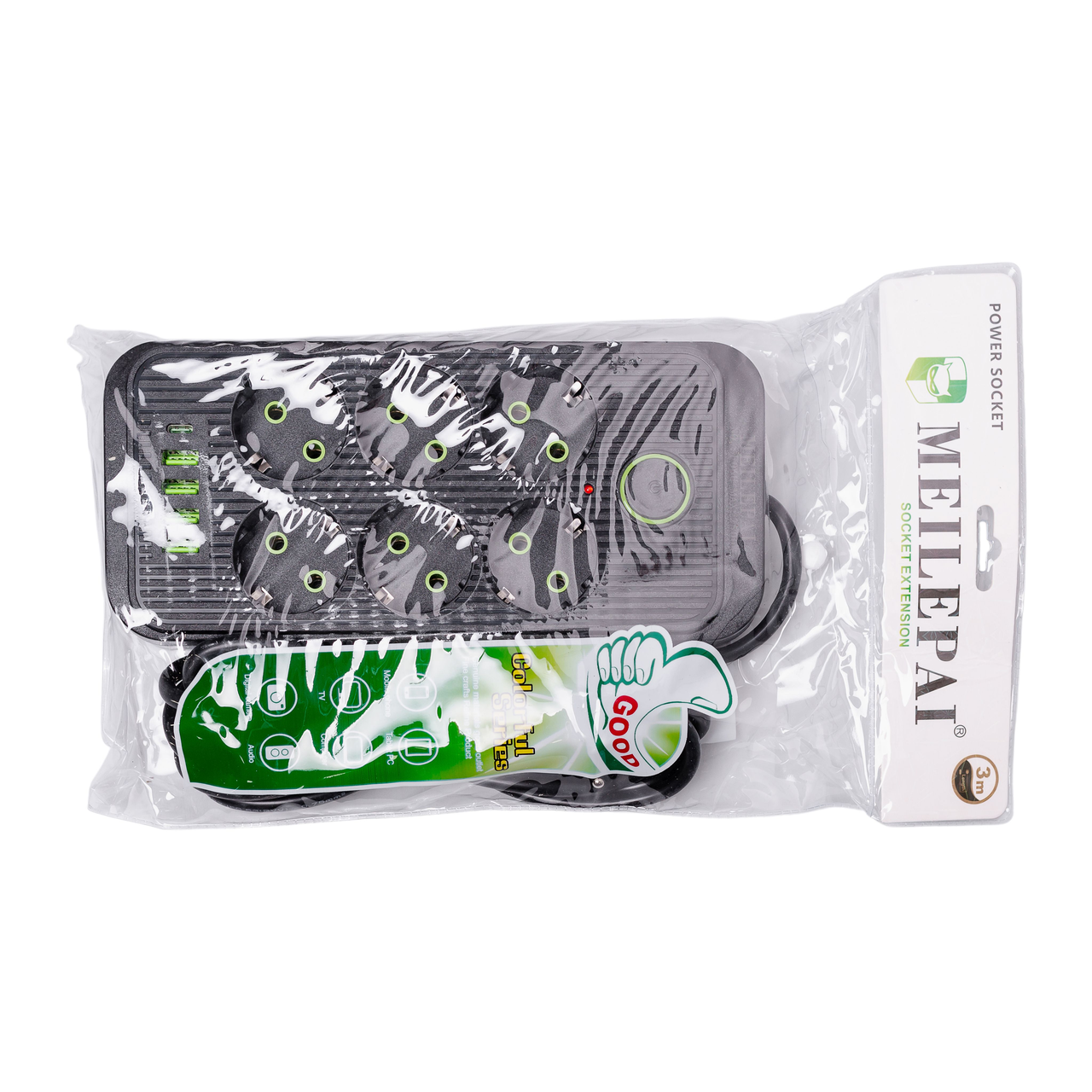 Удлинитель HP-5-24 F06U на 6 розеток 4 USB 1 Type-C и кнопкой отключения 3 м Черный (7442) - фото 8