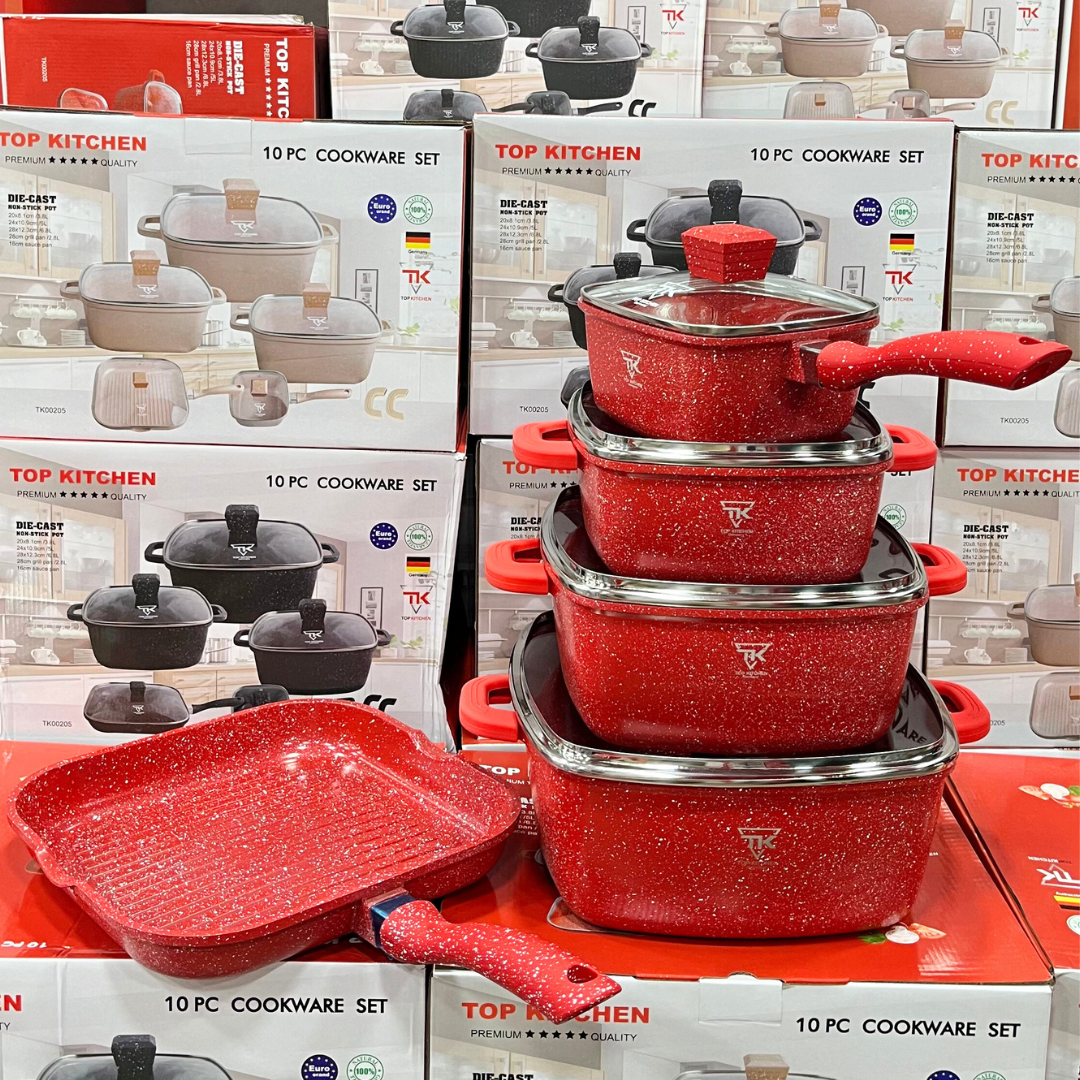Набір посуду Top Kitchen TK-00205 з гранітним антипригарним покриттям 10 предметів Червоний (2429431900) - фото 2