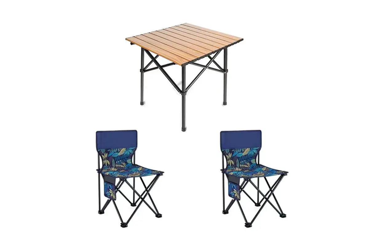 Туристичний стіл прямокутний складаний STD-02 та стільці 2 шт. метал/тканина в сумці 530х550х500 мм Коричневий (32154157)