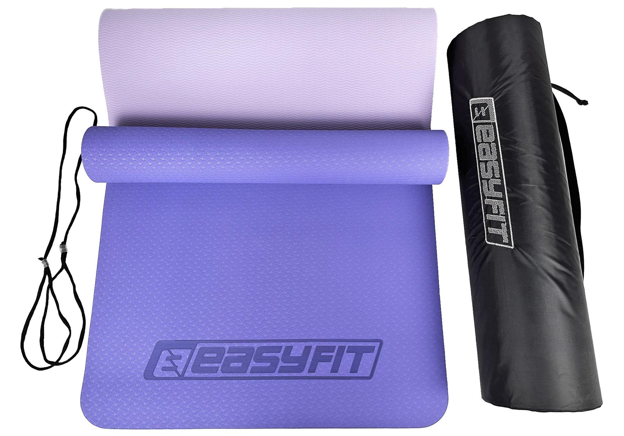 Коврик для йоги EasyFit TPE/TC 183х61 см с чехлом Сиреневый/Светло-сиреневый (EF-TPE6LPC) - фото 2