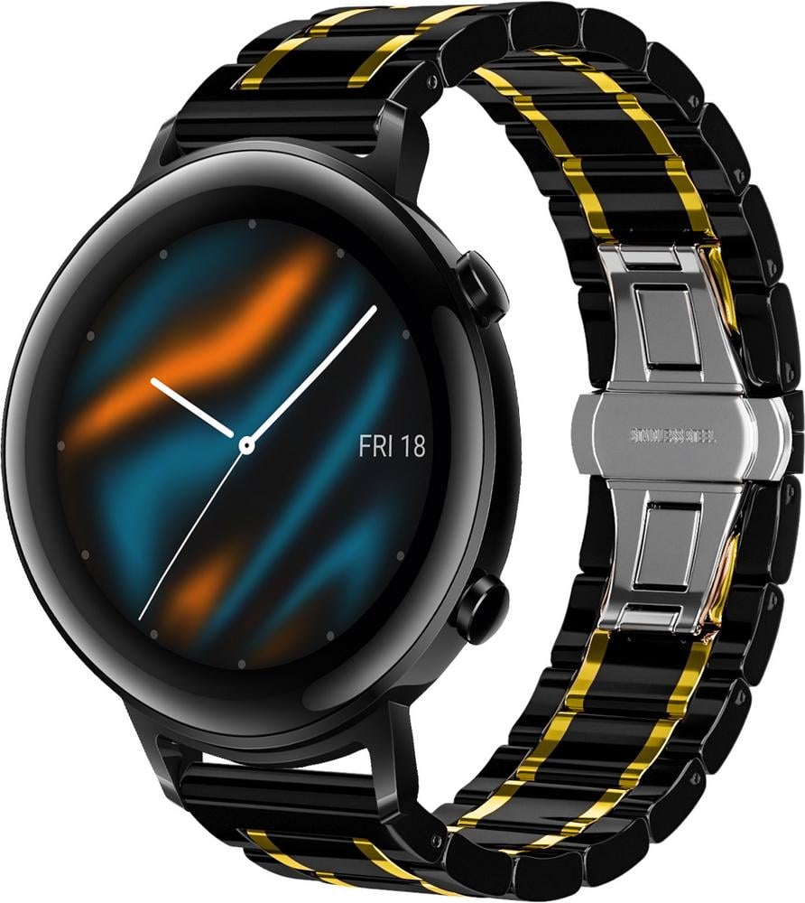 Ремінець керамічний Ceramo для Huawei Watch GT 2 42 мм Black/Gold (28722-02)