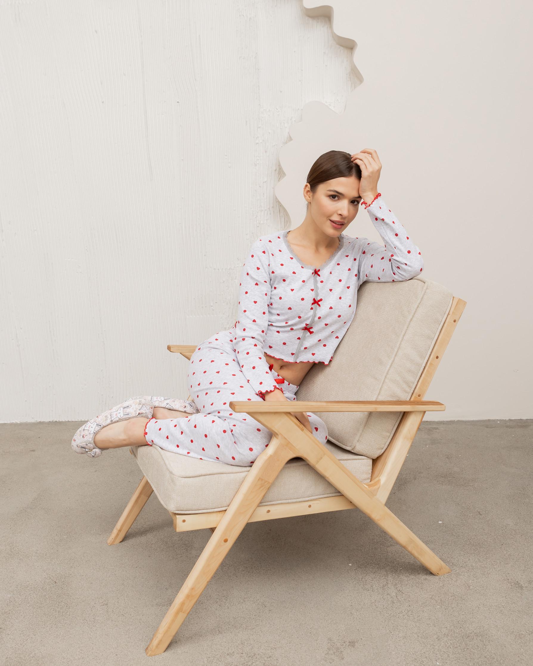 Пижама со штанами женская Nicoletta Сердечки Серый (Nic-47026) - фото 8 Пижама со штанами женская Nicoletta Сердечки Серый (Nic-47026) - фото 8