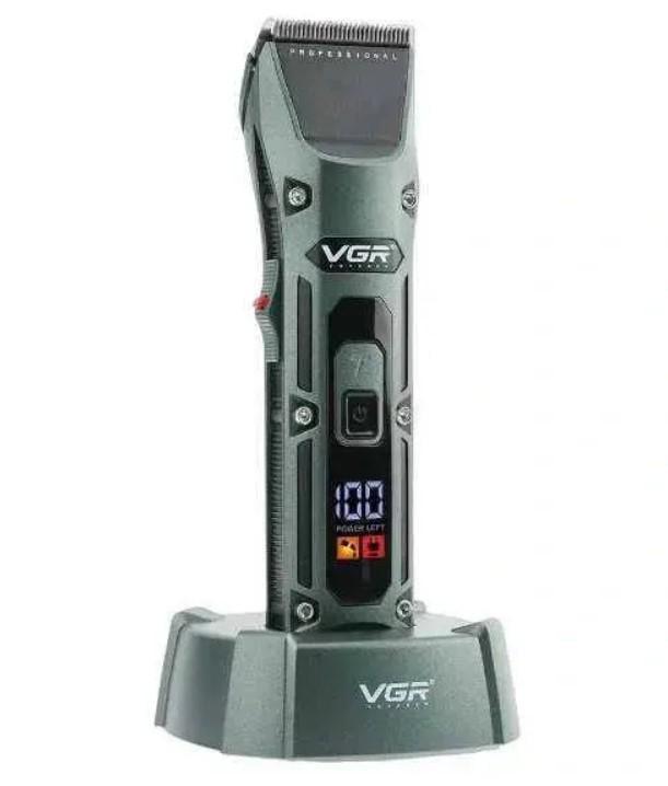 Машинка для стрижки VGR V-696 5 Вт з дисплеєм і насадками Зелений (2390000051)