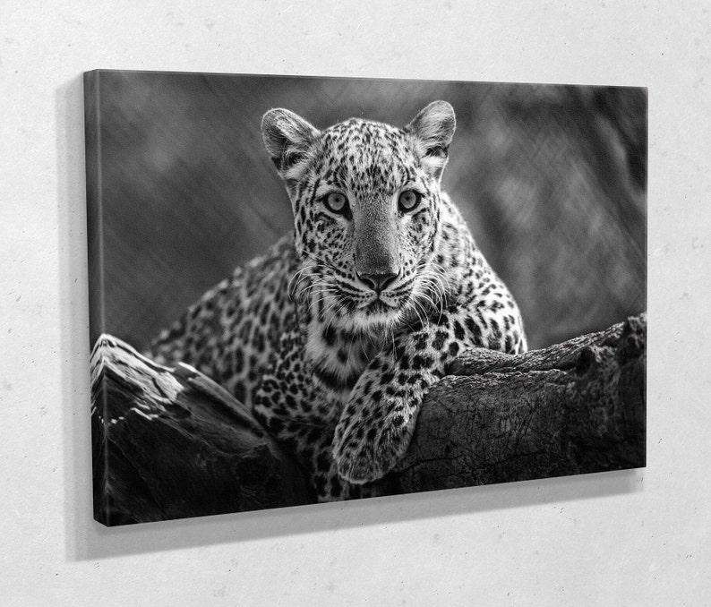 Картина для интерьера Черно-белый леопард 120x80 см (721)