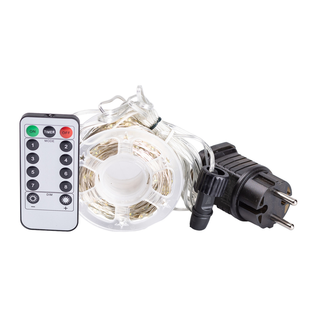 Гірлянда Роса на білому дроті 100 м 1000 LED 8 режимів з пультом Холодний білий - фото 5