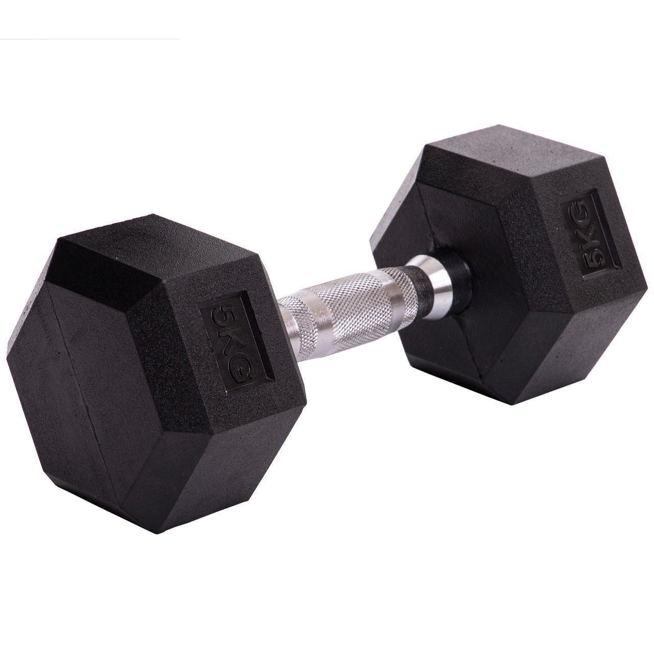 Гантель цельная SP-Planeta SC-80075-5 шестигранная гексагональная обрезиненная 5 кг (2532853952) - фото 1