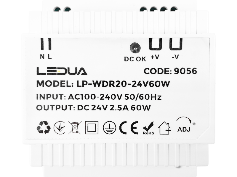Блок питания LEDUA на DIN-рейке 60W 2,5А IP20 24V (LP-WDR20-24V60W) - фото 6