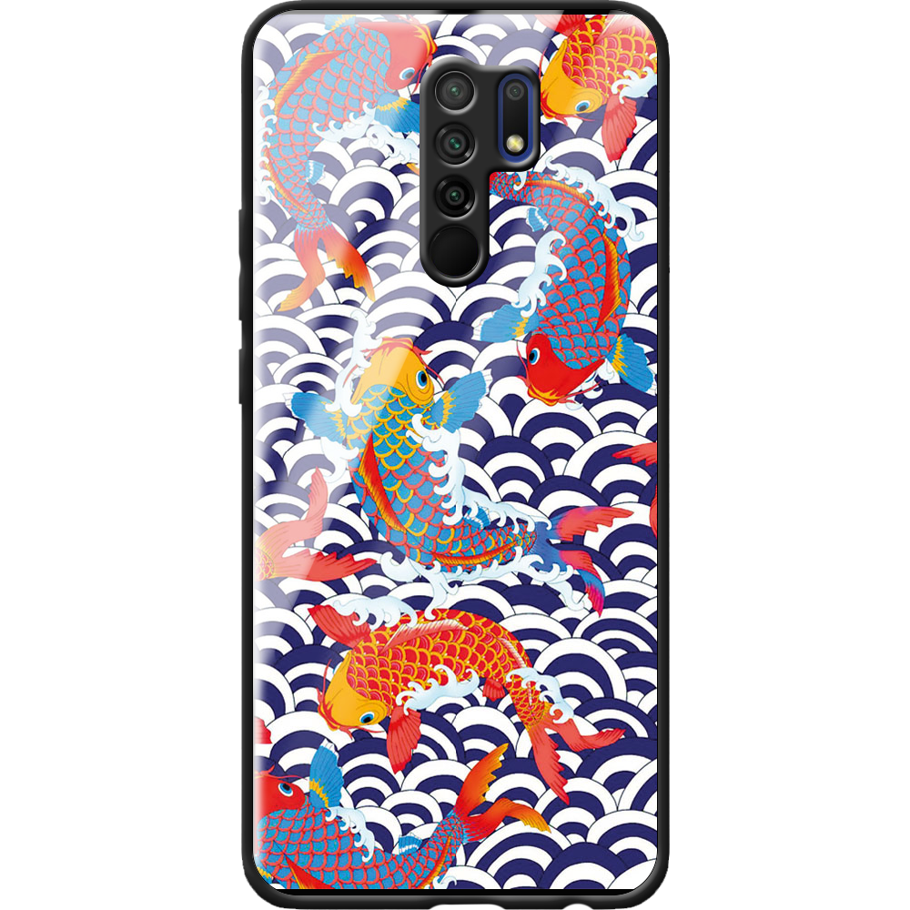 Чехол BoxFace Xiaomi Redmi 9 Koi Fish Черный силикон со стеклом (40233-up2477-40865)