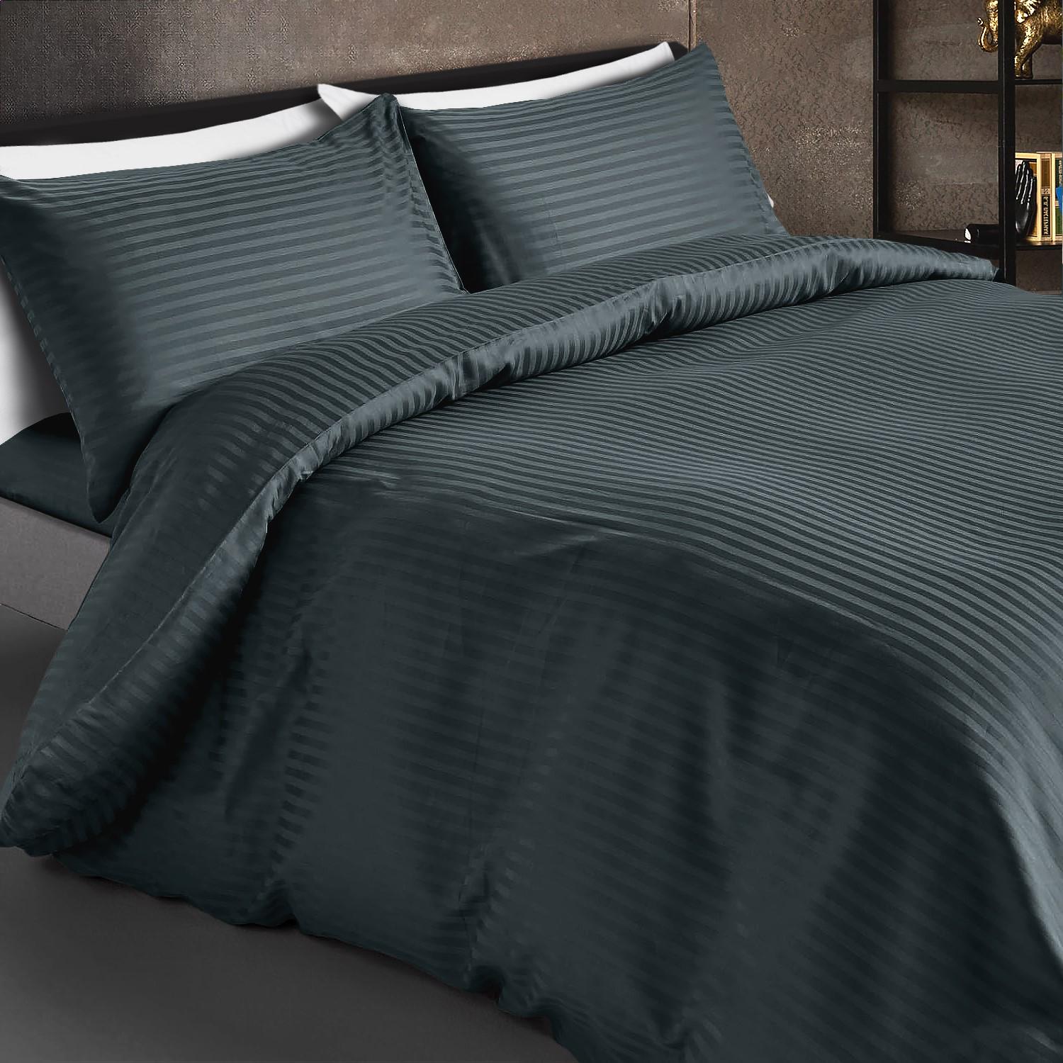 Комплект постільної білизни Zastelli 17-4405 Grey Stripe сатин двоспальний 175х210 см Сірий (21157)