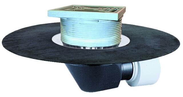 Воронка для кровли крыши горизонтальная DN75/110 мм с битумным полотном подогрев 10-30 Вт/230 В (HL64.1BH)