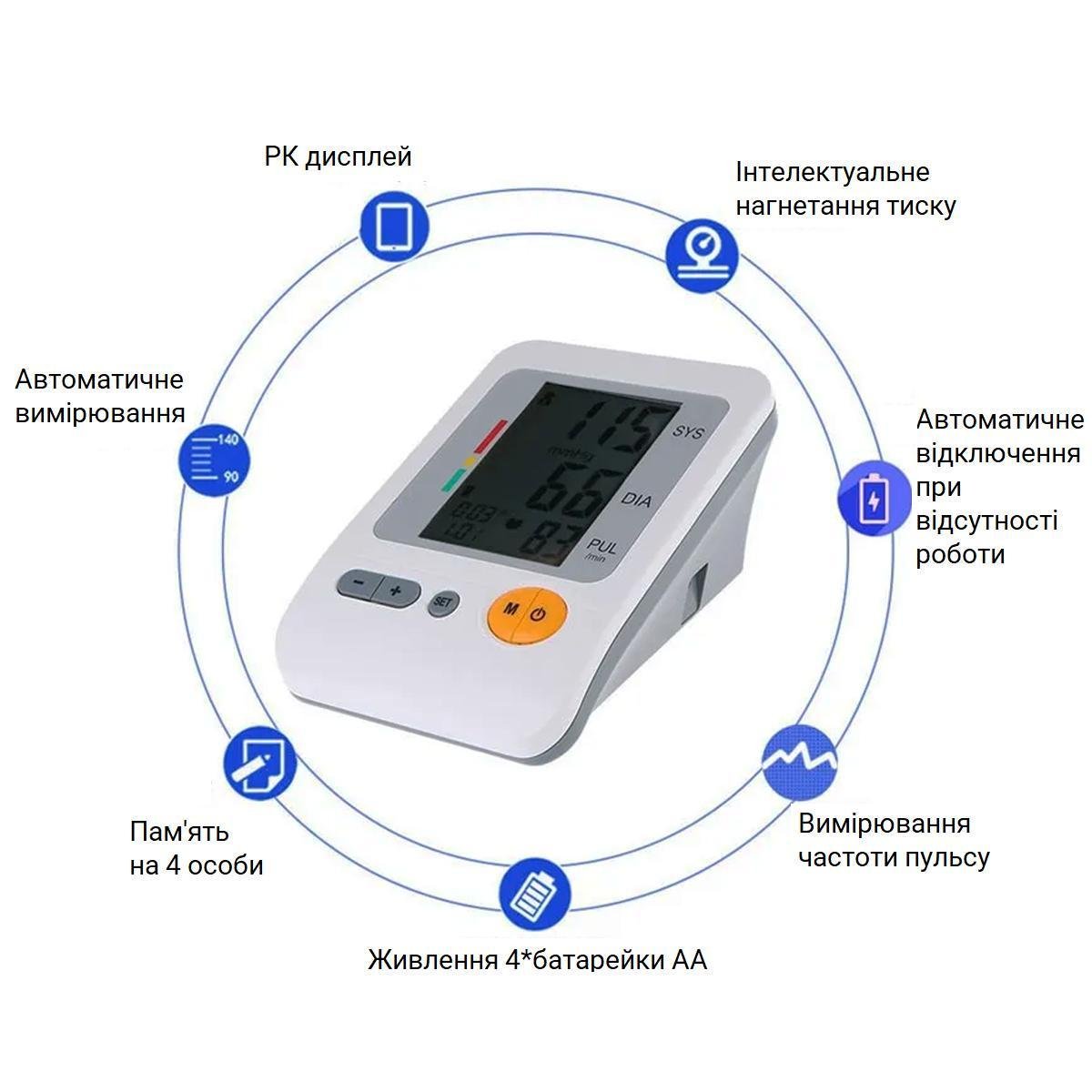 Тонометр автоматический BP-103H с индикатором аритмии плечевой White (200310) - фото 3 Тонометр автоматический BP-103H с индикатором аритмии плечевой White (200310) - фото 3