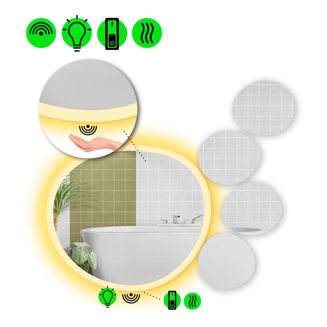 Зеркало с LED подсветкой Acqua 3 с ИК включателем и подогревом 80x80 см (8737547)