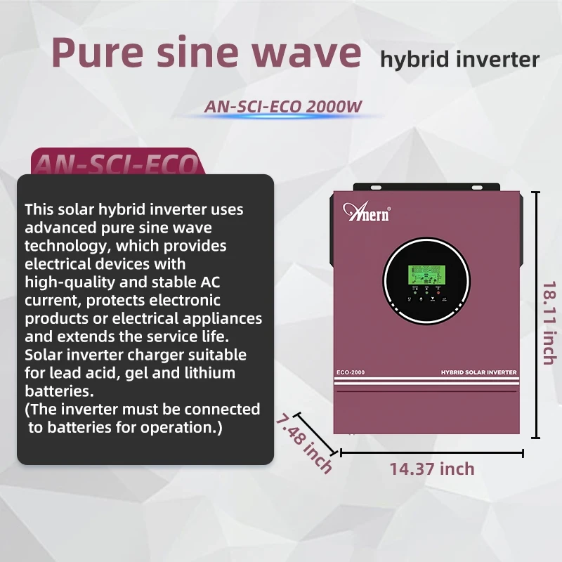 Солнечный инвертор Anern SCI-EVO-2000 чистый синус 12V - фото 8