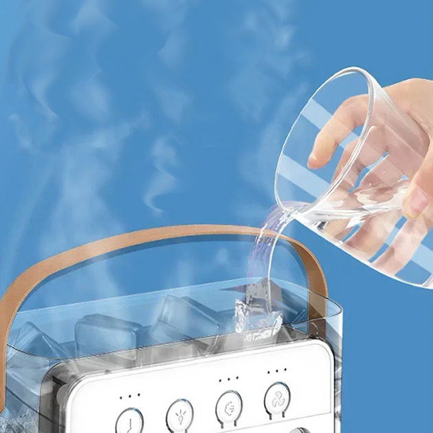 Міні-вентилятор портативний Lesko Mini Cooling Fan USB з функцією зволоження повітря White (lesko cooling) - фото 3