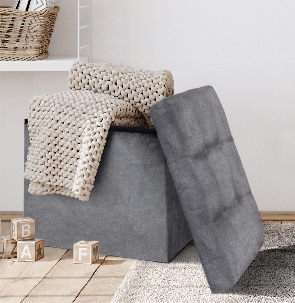 Пуф для зберігання велюровий MVM TH-05 Сірий (TH-05 GRAY) - фото 6